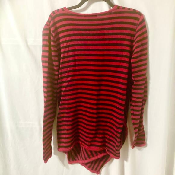 Rendition Women's XL Red and Black Striped Faux Wrap Sweater - Picture 3 of 10